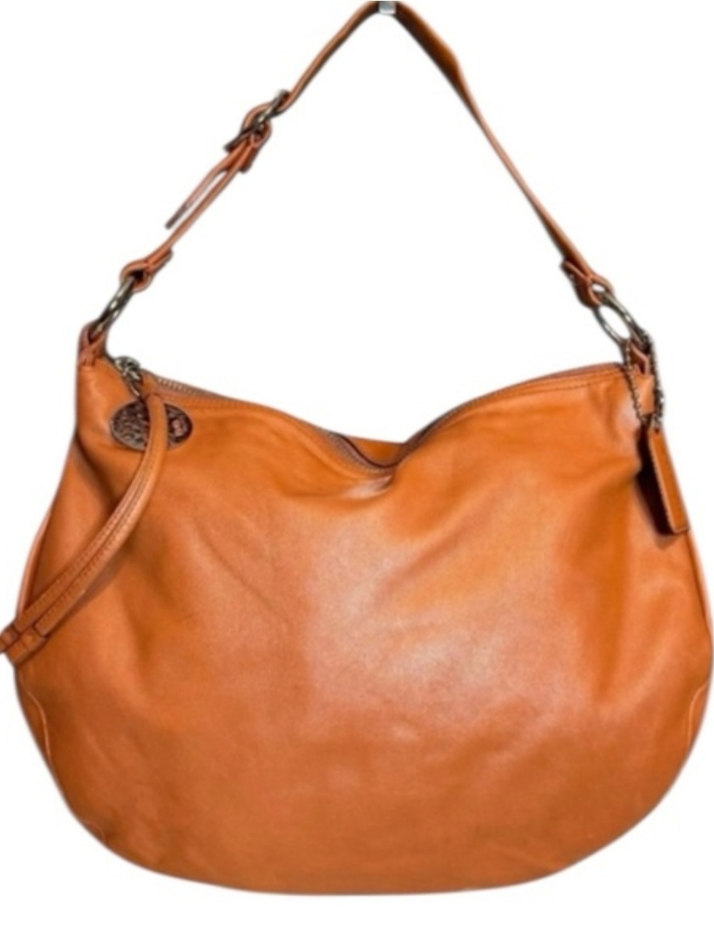 Coach Ali Orange Leather Hobo Shoulder Bag - Picture 2 of 15